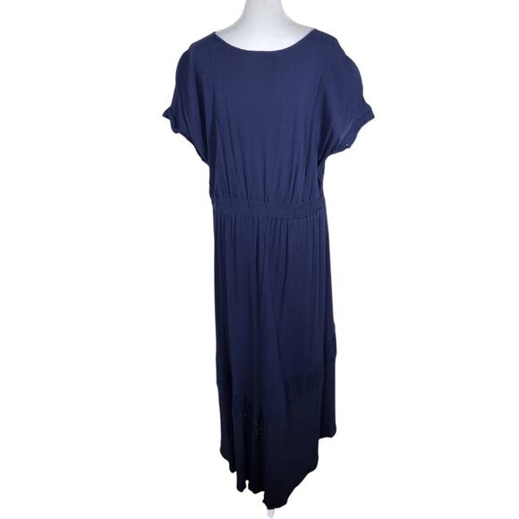 Style & Co. Navy Boho Maxi Dress with Eyelet Lace Accents and Tassel Size Large - Picture 2 of 8